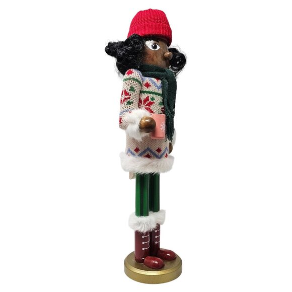 Ethnic Holiday Hot Cocoa Lady 16" Christmas Nutcracker - Picture 4 of 4